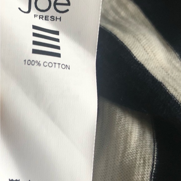 Joe Fresh sleeveless v-neck t-shirt tank chest pockets side slit cotton stripe - Picture 6 of 6